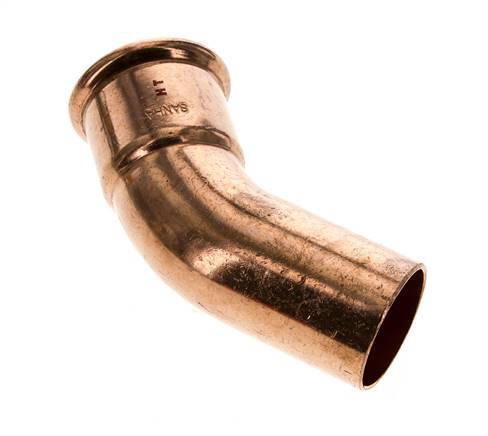 Accesorio a presión codo de 45 grados - 42 mm hembra y 42 mm macho - Aleación de cobre