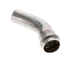 Accesorio a presión codo de 45 grados - 28 mm hembra y 28 mm macho - Acero inoxidable