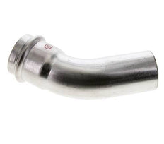 Accesorio a presión codo de 45 grados - 42 mm hembra y 42 mm macho - Acero inoxidable