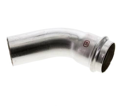 Accesorio a presión codo de 45 grados - 42 mm hembra y 42 mm macho - Acero inoxidable