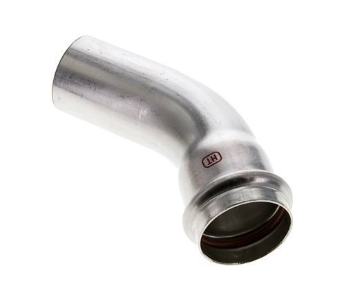 Accesorio a presión codo de 45 grados - 42 mm hembra y 42 mm macho - Acero inoxidable