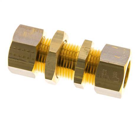 Racor de compresión recto de latón de 15mm Pasamuros 82 bar DIN EN 1254-2