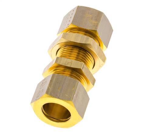 Racor de compresión recto de latón de 15mm Pasamuros 82 bar DIN EN 1254-2