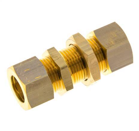Racor de compresión recto de latón de 15mm Pasamuros 82 bar DIN EN 1254-2
