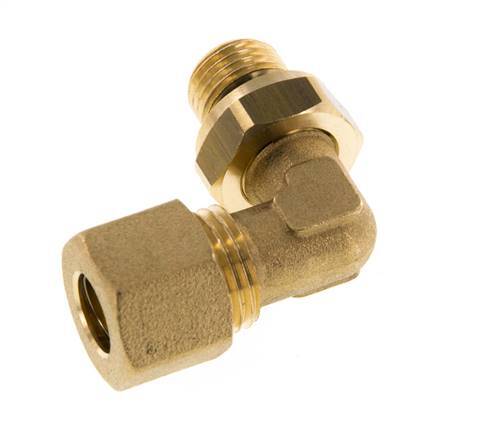 10mm & G1/4'' Brass Elbow Compression Fitting with Male Threads 95 bar NBR Adjustable DIN EN 1254-2