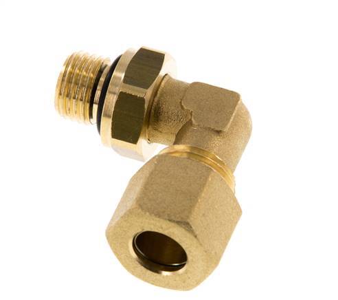 10mm & G1/4'' Brass Elbow Compression Fitting with Male Threads 95 bar NBR Adjustable DIN EN 1254-2