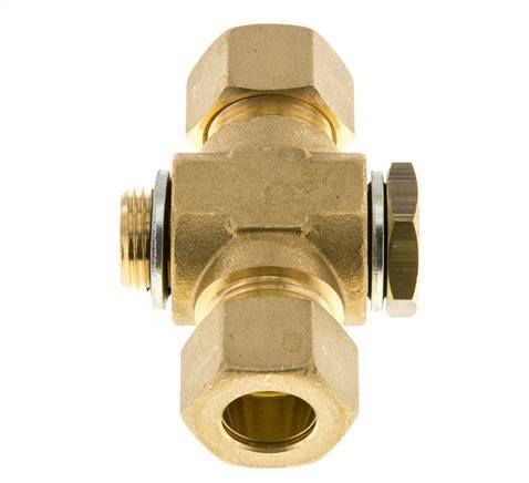 14mm & G3/8'' Brass T-Shape Tee Compression Fitting with Male Threads 89 bar Zinc plated Steel, with NBR insert DIN EN 1254-2