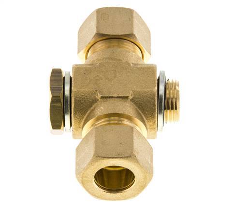 14mm & G3/8'' Brass T-Shape Tee Compression Fitting with Male Threads 89 bar Zinc plated Steel, with NBR insert DIN EN 1254-2