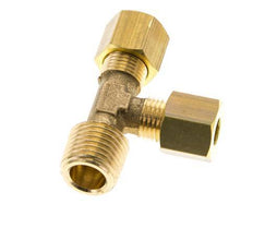 6mm & R1/4'' Brass Right Angle Tee Compression Fitting with Male Threads 150 bar DIN EN 1254-2 [2 Pieces]