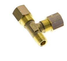 8mm & R1/8'' Brass Right Angle Tee Compression Fitting with Male Threads 135 bar DIN EN 1254-2 [2 Pieces]