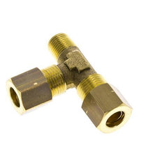8mm & R1/8'' Brass Right Angle Tee Compression Fitting with Male Threads 135 bar DIN EN 1254-2 [2 Pieces]