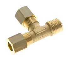 8mm & R1/4'' Brass Right Angle Tee Compression Fitting with Male Threads 135 bar DIN EN 1254-2 [2 Pieces]