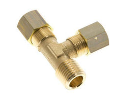8mm & R1/4'' Brass Right Angle Tee Compression Fitting with Male Threads 135 bar DIN EN 1254-2 [2 Pieces]