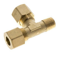 Accesorio de compresión en T en ángulo recto de latón de 10 mm y R1/4'' con rosca macho 95 bar DIN EN 1254-2