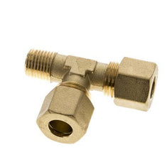 Accesorio de compresión en T en ángulo recto de latón de 10 mm y R1/4'' con rosca macho 95 bar DIN EN 1254-2