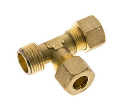 Accesorio de compresión en T en ángulo recto de latón de 12 mm y R1/2'' con rosca macho 75 bar DIN EN 1254-2
