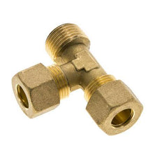 Accesorio de compresión en T en ángulo recto de latón de 12 mm y R1/2'' con rosca macho 75 bar DIN EN 1254-2