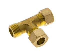 Accesorio de compresión en T en ángulo recto de latón de 14 mm y R1/2'' con rosca macho 89 bar DIN EN 1254-2
