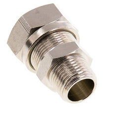 Racor de corte recto de latón niquelado 18L y R1/2'' con rosca macho 65 bar ISO 8434-1