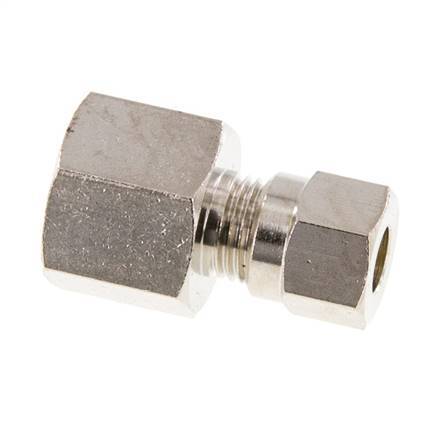 6LL & G1/4'' Nickel plated Brass Straight Cutting Fitting with Female Threads 100 bar ISO 8434-1 [2 Pieces]