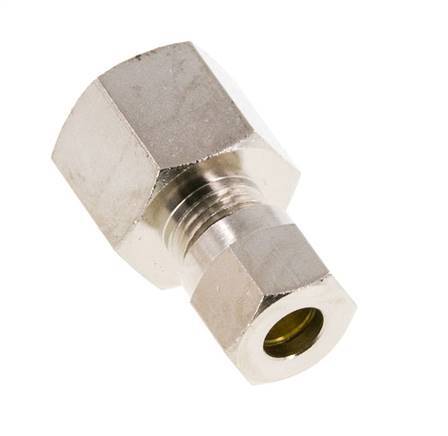 6LL & G1/4'' Nickel plated Brass Straight Cutting Fitting with Female Threads 100 bar ISO 8434-1 [2 Pieces]