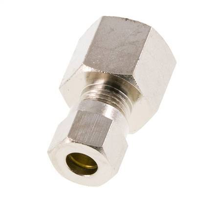6LL & G1/4'' Nickel plated Brass Straight Cutting Fitting with Female Threads 100 bar ISO 8434-1 [2 Pieces]