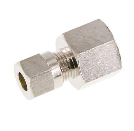 6LL & G1/4'' Nickel plated Brass Straight Cutting Fitting with Female Threads 100 bar ISO 8434-1 [2 Pieces]