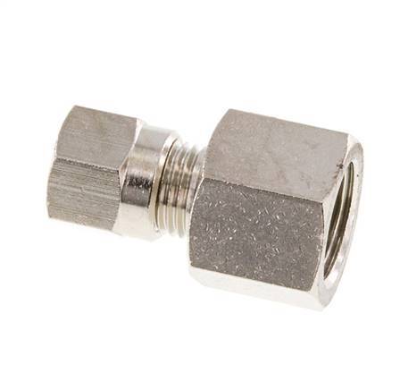 6LL & G1/4'' Nickel plated Brass Straight Cutting Fitting with Female Threads 100 bar ISO 8434-1 [2 Pieces]