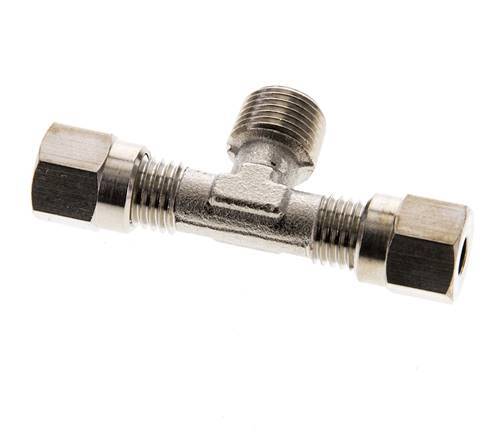4LL & R1/8'' Nickel plated Brass T-Shape Tee Cutting Fitting with Male Threads 100 bar ISO 8434-1 [2 Pieces]