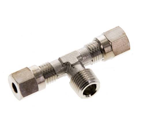 4LL & R1/8'' Nickel plated Brass T-Shape Tee Cutting Fitting with Male Threads 100 bar ISO 8434-1 [2 Pieces]