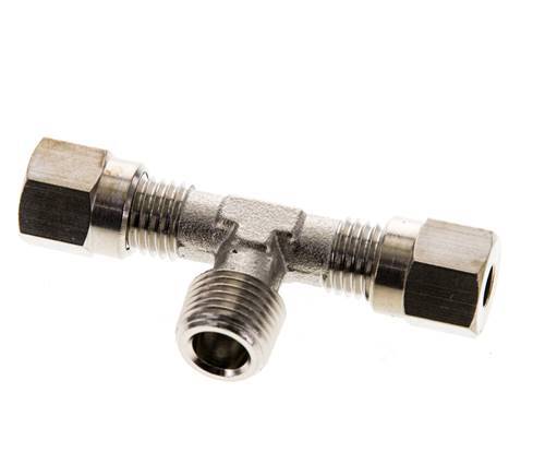 4LL & R1/8'' Nickel plated Brass T-Shape Tee Cutting Fitting with Male Threads 100 bar ISO 8434-1 [2 Pieces]