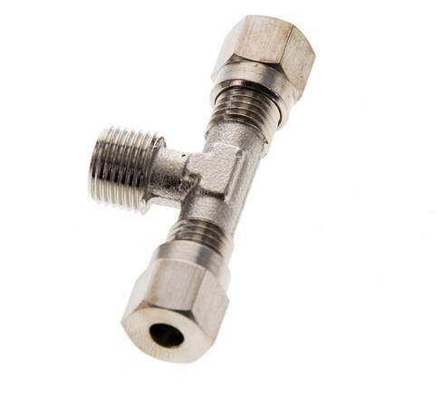 4LL & R1/8'' Nickel plated Brass T-Shape Tee Cutting Fitting with Male Threads 100 bar ISO 8434-1 [2 Pieces]