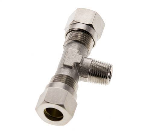 8LL & R1/8'' Nickel plated Brass T-Shape Tee Cutting Fitting with Male Threads 100 bar ISO 8434-1 [2 Pieces]