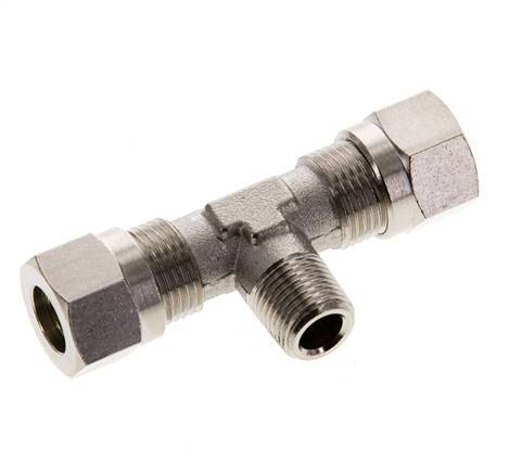 8LL & R1/8'' Nickel plated Brass T-Shape Tee Cutting Fitting with Male Threads 100 bar ISO 8434-1 [2 Pieces]