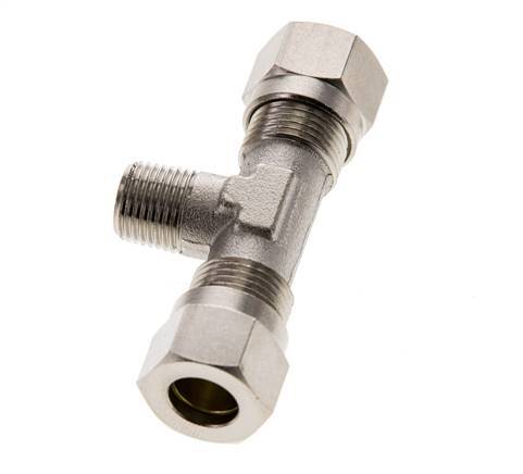 8LL & R1/8'' Nickel plated Brass T-Shape Tee Cutting Fitting with Male Threads 100 bar ISO 8434-1 [2 Pieces]