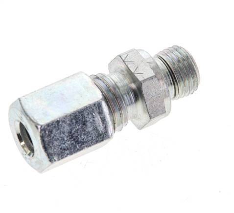 6L & M10x1 Zink plated Steel Straight Cutting Fitting with Male Threads 315 bar NBR ISO 8434-1 [5 Pieces]