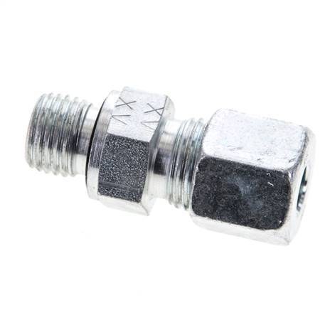 8S & M14x1.5 Zink plated Steel Straight Cutting Fitting with Male Threads 630 bar NBR ISO 8434-1 [2 Pieces]