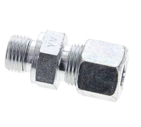 10S & M16x1.5 Zink plated Steel Straight Cutting Fitting with Male Threads 630 bar NBR ISO 8434-1 [2 Pieces]