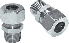 10L & R1/4'' Zink plated Steel Straight Cutting Fitting with Male Threads 315 bar ISO 8434-1 [2 Pieces]