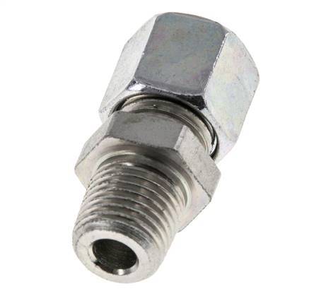 8L & R1/4'' Zink plated Steel Straight Cutting Fitting with Male Threads 315 bar ISO 8434-1 [2 Pieces]
