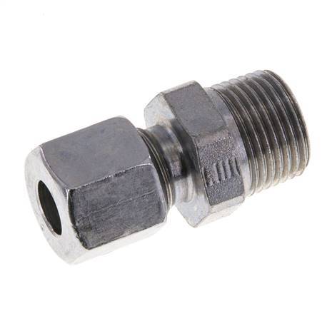 Racor de corte recto de acero zincado 8L y R3/8'' con rosca macho 315 bar ISO 8434-1