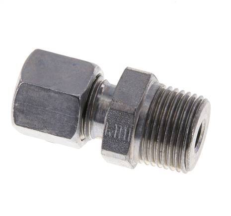 Racor de corte recto de acero zincado 8L y R3/8'' con rosca macho 315 bar ISO 8434-1