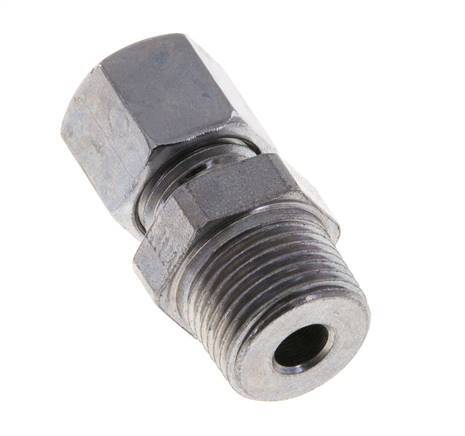 Racor de corte recto de acero zincado 8L y R3/8'' con rosca macho 315 bar ISO 8434-1