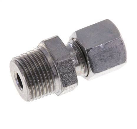 Racor de corte recto de acero zincado 8L y R3/8'' con rosca macho 315 bar ISO 8434-1