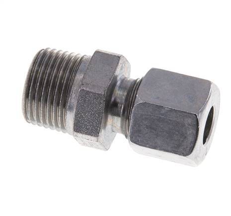 Racor de corte recto de acero zincado 8L y R3/8'' con rosca macho 315 bar ISO 8434-1