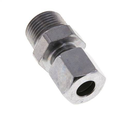 Racor de corte recto de acero zincado 8L y R3/8'' con rosca macho 315 bar ISO 8434-1