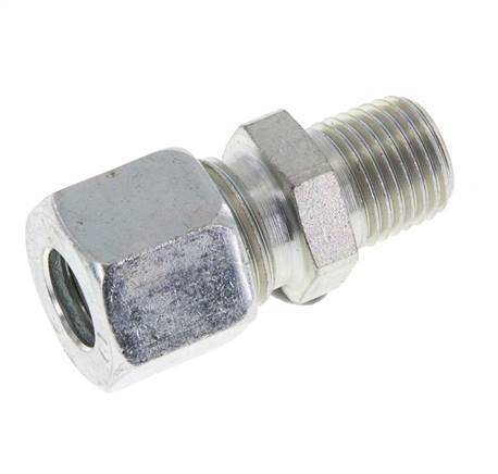 10L & R1/4'' Zink plated Steel Straight Cutting Fitting with Male Threads 315 bar ISO 8434-1 [2 Pieces]