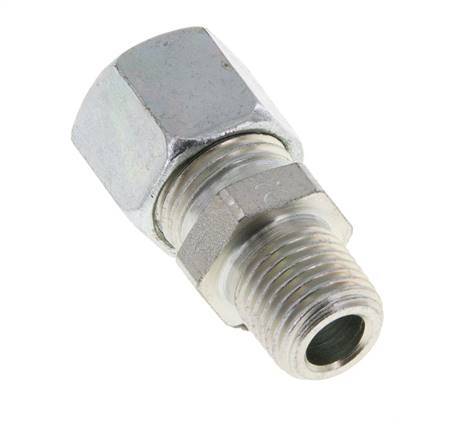 10L & R1/4'' Zink plated Steel Straight Cutting Fitting with Male Threads 315 bar ISO 8434-1 [2 Pieces]