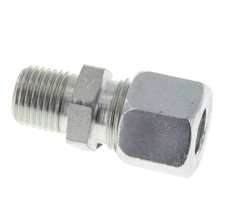 10L & R1/4'' Zink plated Steel Straight Cutting Fitting with Male Threads 315 bar ISO 8434-1 [2 Pieces]