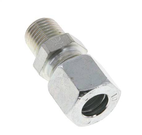 10L & R1/4'' Zink plated Steel Straight Cutting Fitting with Male Threads 315 bar ISO 8434-1 [2 Pieces]